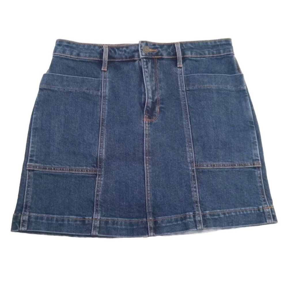 NWT Old Navy Womens 10 Dark Wash Denim Blue Jean Mini Skirt with Pockets